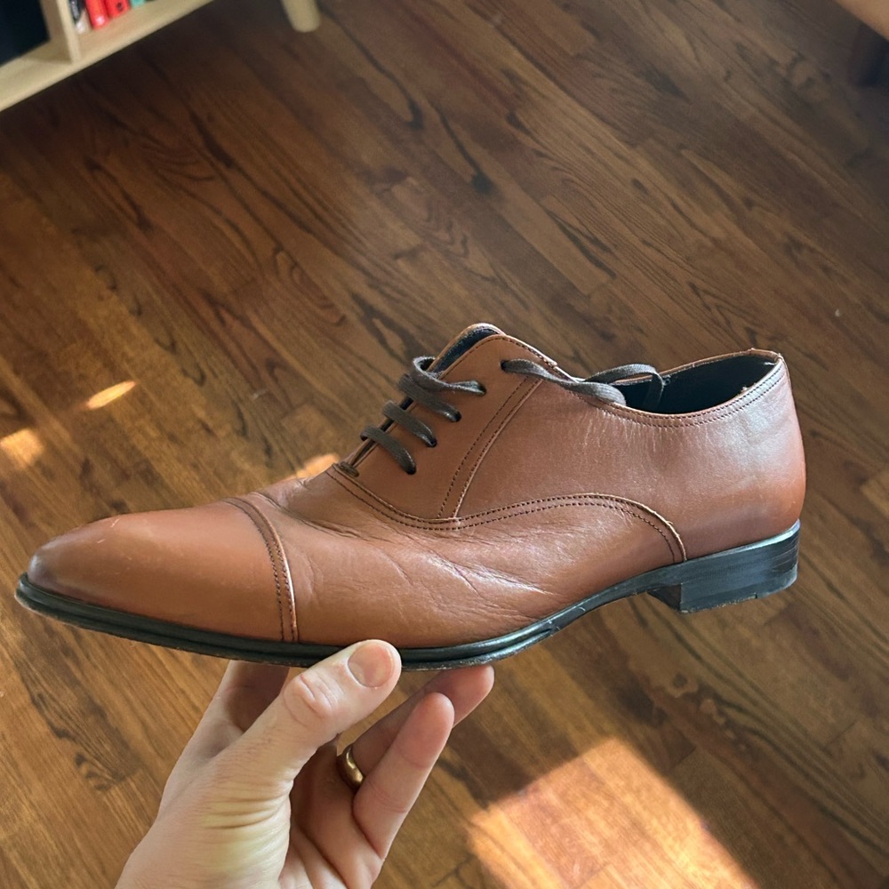 Elegant Tan Leather Men's Oxfords